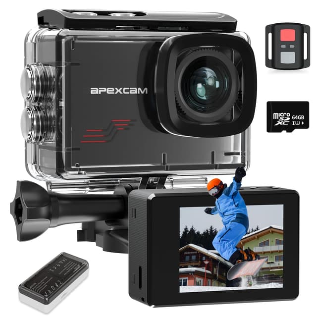 📷 Apexcam M80 mit 64G Karte Action Cam 4K60FPS 48MP WLAN Sportskamera