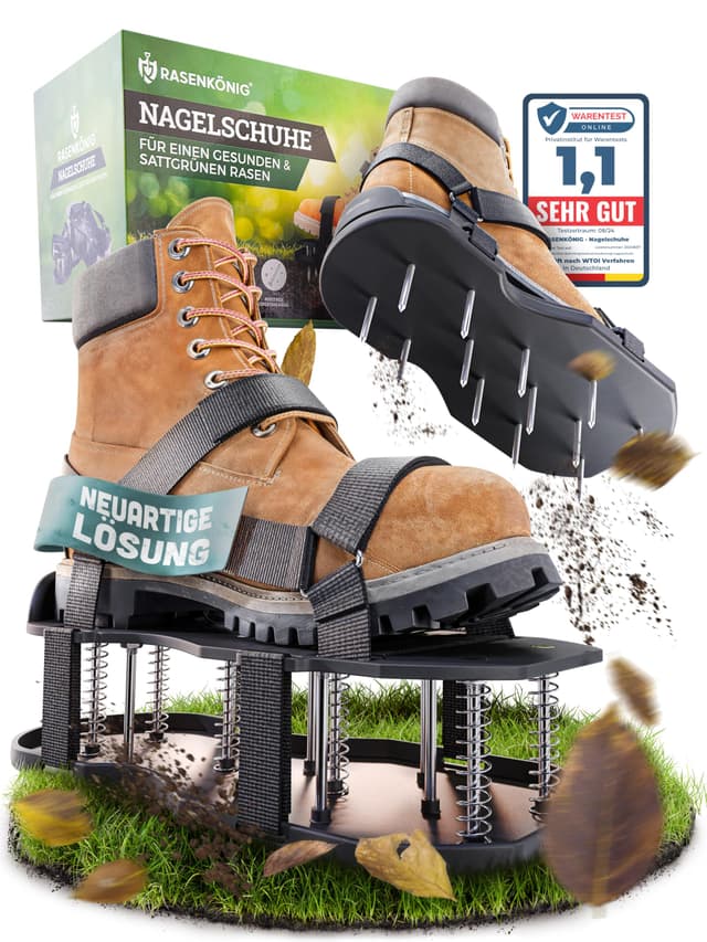 RASENKÖNIG Nagelschuhe Pro | Rasenlüfter Schuhe + Estrichschuhe 🌱