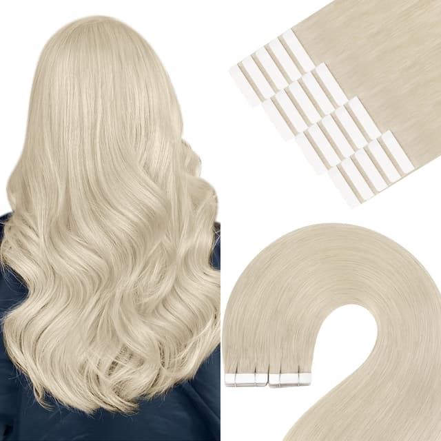 YoungSee Tape Extensions Echthaar Platinblond 🌟 30cm Tape Haarverlängerung