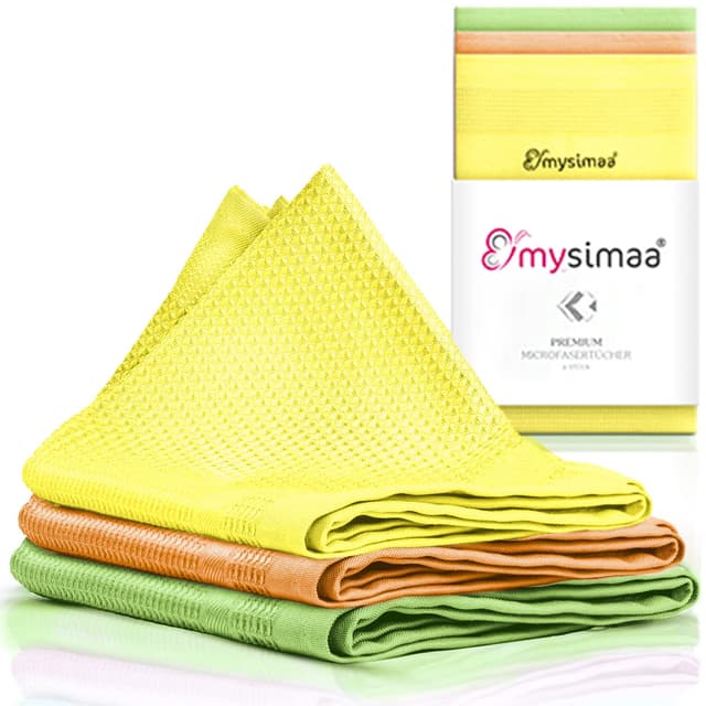 mysimaa Mikrofasertücher 40x40 – Fenstertuch Streifenfrei, Microfasertuch Autopflege, Putzlappen Küche - Reinigungstücher und Putztücher ohne Putzmittel, Auto, Staubtücher 40 x 40 cm Grün 🧼🌿