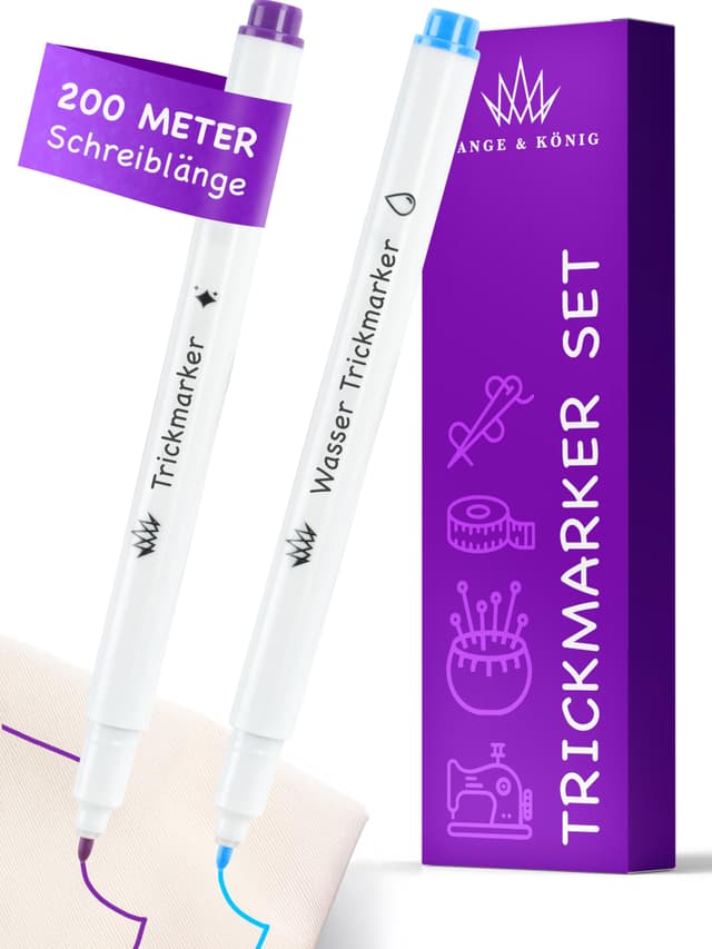 🧵🪡 Lange & König® Trickmarker Set Selbstlöschend & Wasserlöslich [200m Schreiblänge]