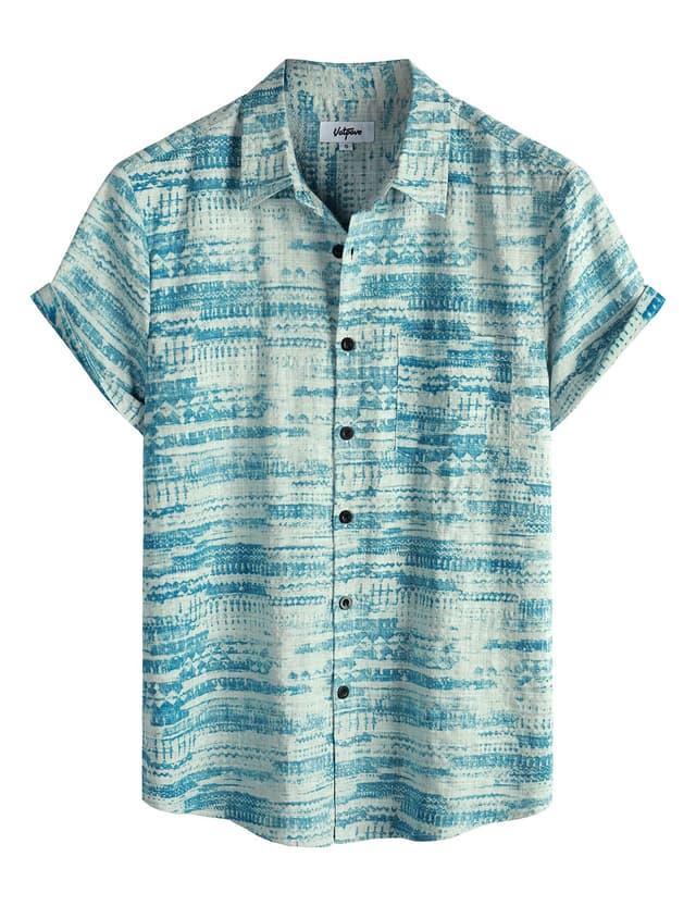 🌺🌴 VATPAVE Herren Front Pocket HawaiiHemden - Tropische Strandhemden L Himmelblau 🌴🌺