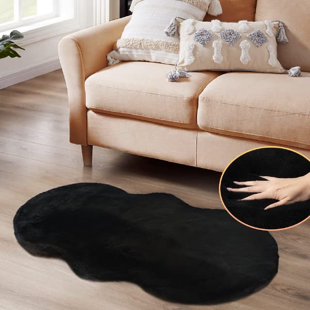 ORINOVA Teppich Schlafzimmer Flauschig Schwarz 60x120 cm 🌟🏡