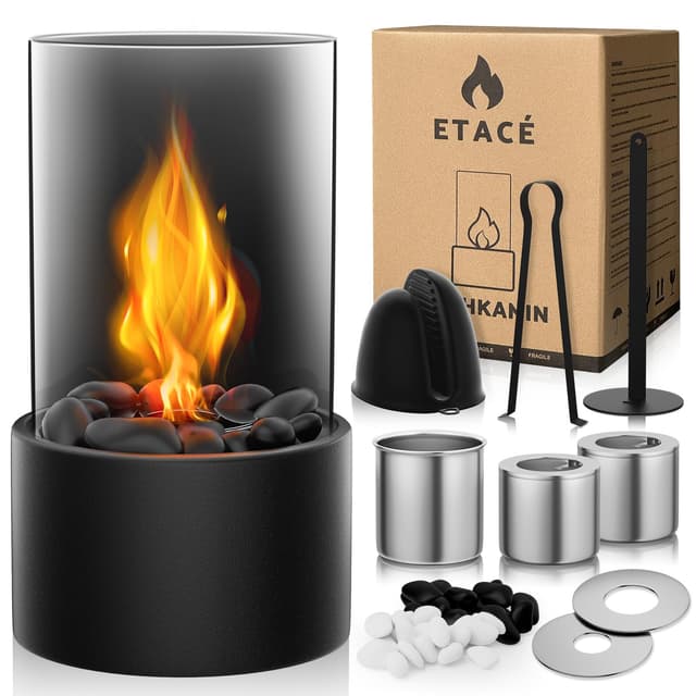 ETACE Tischkamin mit Dekorsteinen für Indoor & Outdoor 🌟