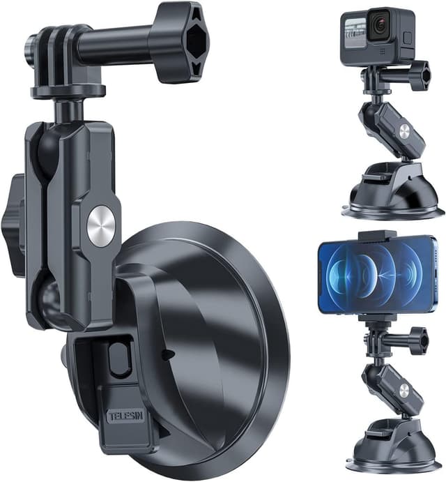 TELESIN Saugnapf Autohalterung für GoPro Hero 13 12 11 10 9 DJI Action 5 Pro 4 3 Pocket Insta360 X5 X4 📸🚗