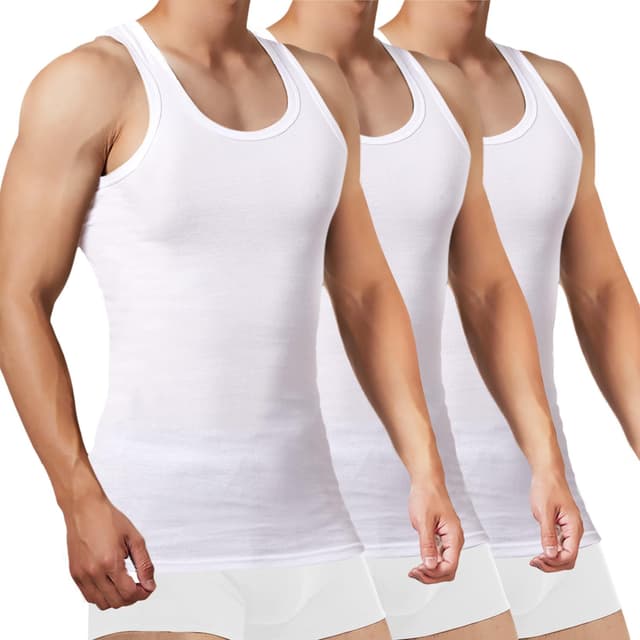 🔥 FALARY Unterhemd Herren 3/5er Pack Tank Top 100% Baumwolle Männer Weiß Schwarz Mehrfarbig M Weiß X3