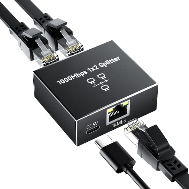 🔌 Glasfaser LAN-Splitter 1 auf 2 1000Mbps Ethernet Switch 🔌