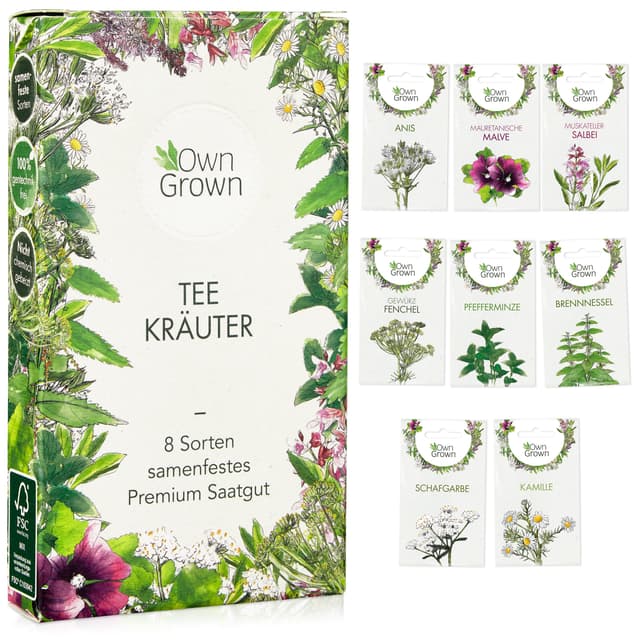 Tee Kräuter Samen Set: 8 Sorten Saatgut für Balkon und Garten 🌿🌼🍵