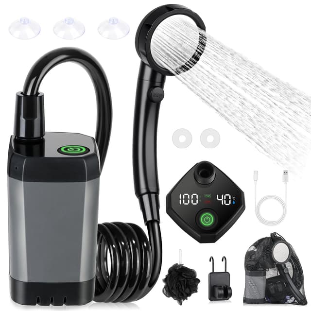 🏕️ Spopal Campingdusche Tragbare mit Pumpe und Temperaturanzeige