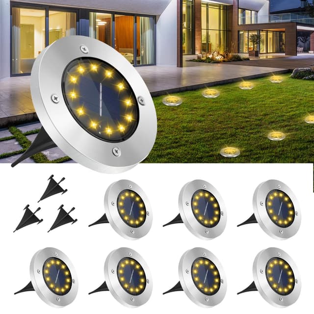 GREPRO Garten Solarleuchten für Außen 8 Stück, 12 LEDS Solar Bodenleuchten Aussen 🌞🌿