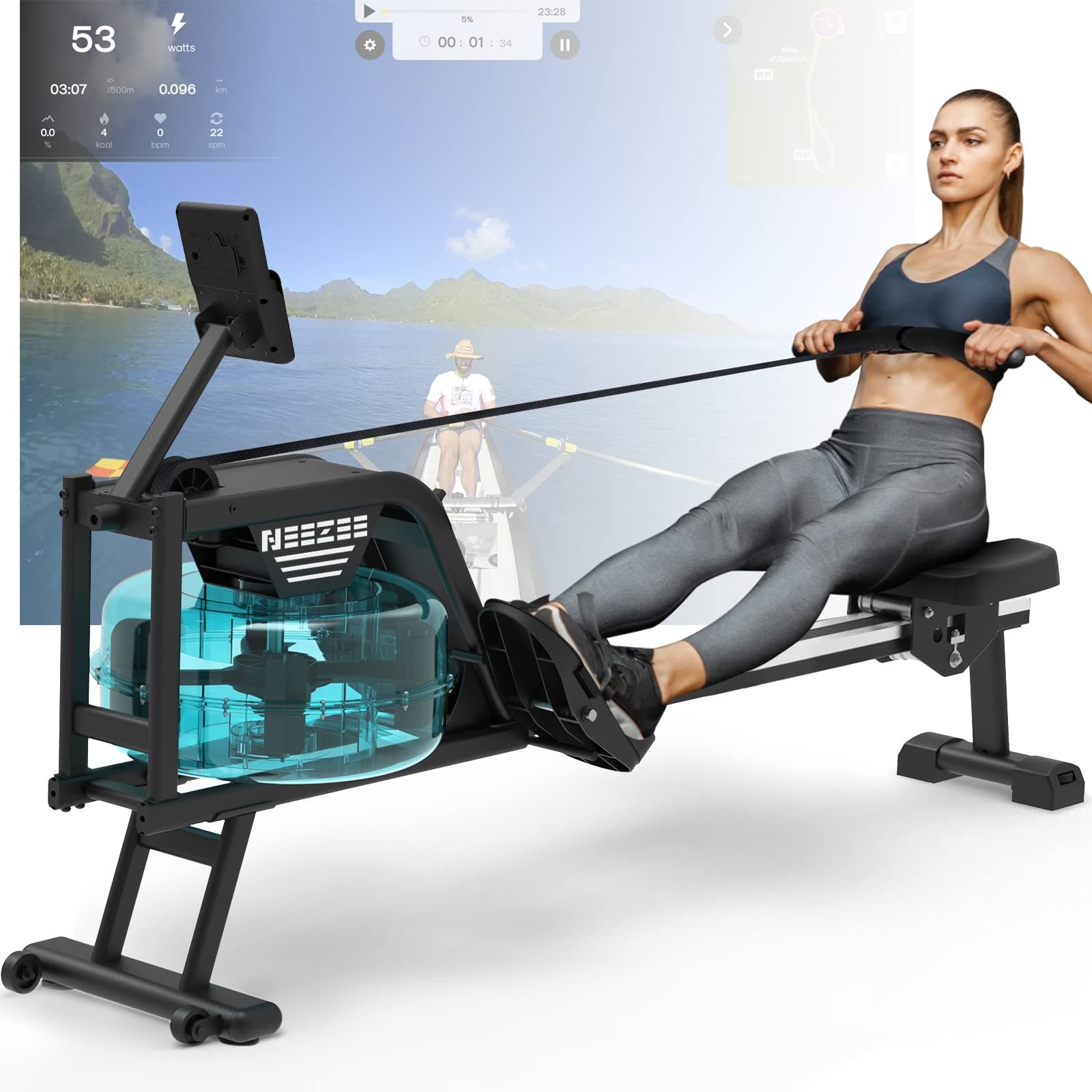 Neezee Rudergerät für Zuhause 🚣‍♂️🏋️‍♂️ Max 150kg Belastbar