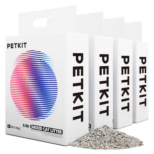 🐱 PETKIT 5 in 1 Gemischtes Katzenstreu | Spülbar, Geruchsfrei, Aktivkohle