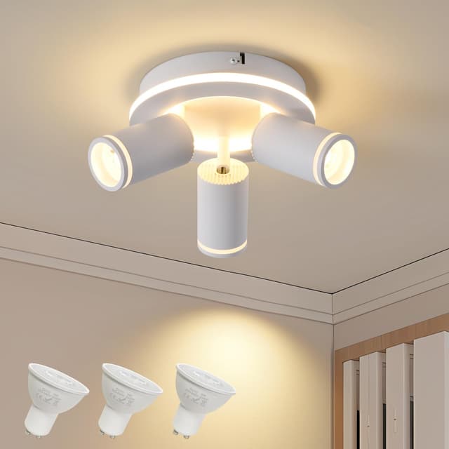 Deckenleuchte 3 Flammig LED, Schwenkbar 350° Rund Deckenstrahler 🌟