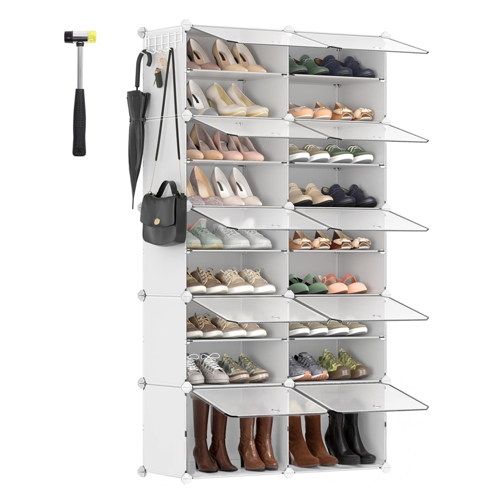👠 SONGMICS Schuhregal mit 10 Fächern | Weiß LPC035W01 | 40 Paar Schuhe | Stabil & flexibel 🌟