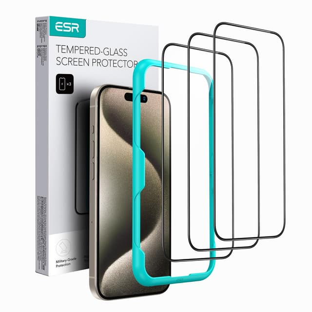 📱🔒 ESR Panzerglas Displayschutzfolie 3 Stück für iPhone 15 Pro 🛡️
