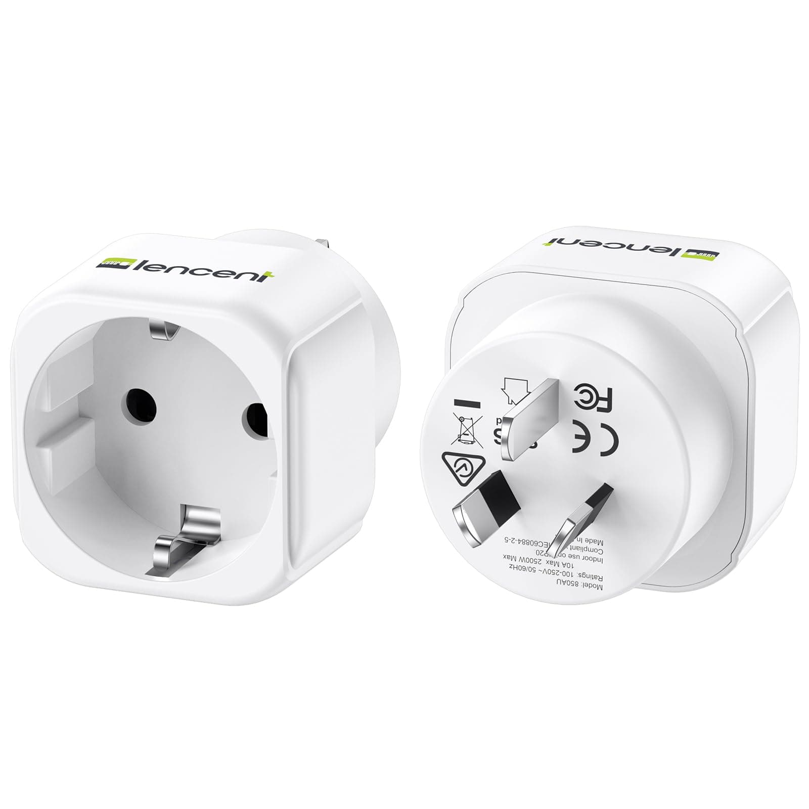 🌏 LENCENT 2X Reiseadapter Netzadapter Stecker Typ I Euro Schuko Adapter für Australien China Argentinien Neuseeland Fidschi Brasilien Steckdose Weiß - Spezialangebot!