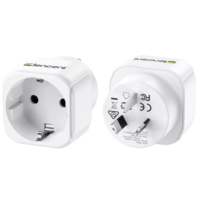 🌏 LENCENT 2X Reiseadapter Netzadapter Stecker Typ I Euro Schuko Adapter für Australien China Argentinien Neuseeland Fidschi Brasilien Steckdose Weiß - Spezialangebot!