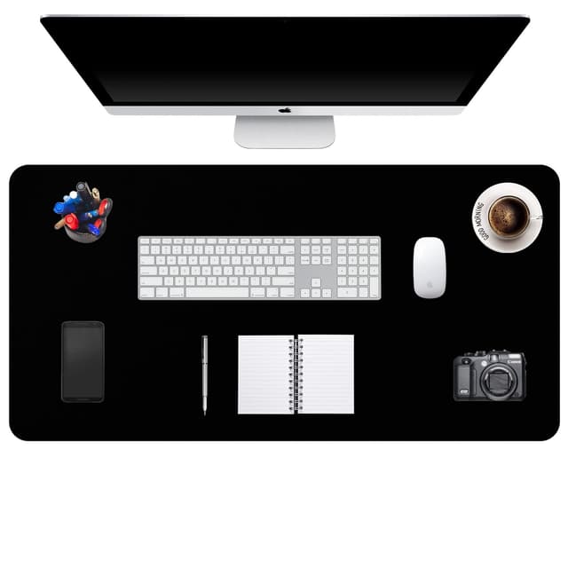 DOBAOJIA Große Schreibtischunterlage XXXXL, Schreibtischmatte, Desk Pad, Schreibtischschutz, Schreibblock, für Laptop/Tastatur/Maus, PU Leder Wasserdicht + Wildleder Rutschfest 120 x 43cm Schwarz