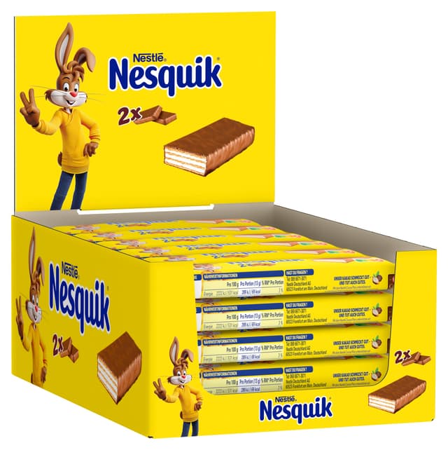 🍫 Nestlé Nesquik Knusperwaffel, Leckerer Riegel aus Waffel mit Milchschokolade, 2er Pack (2 x 13g) - Angebot!