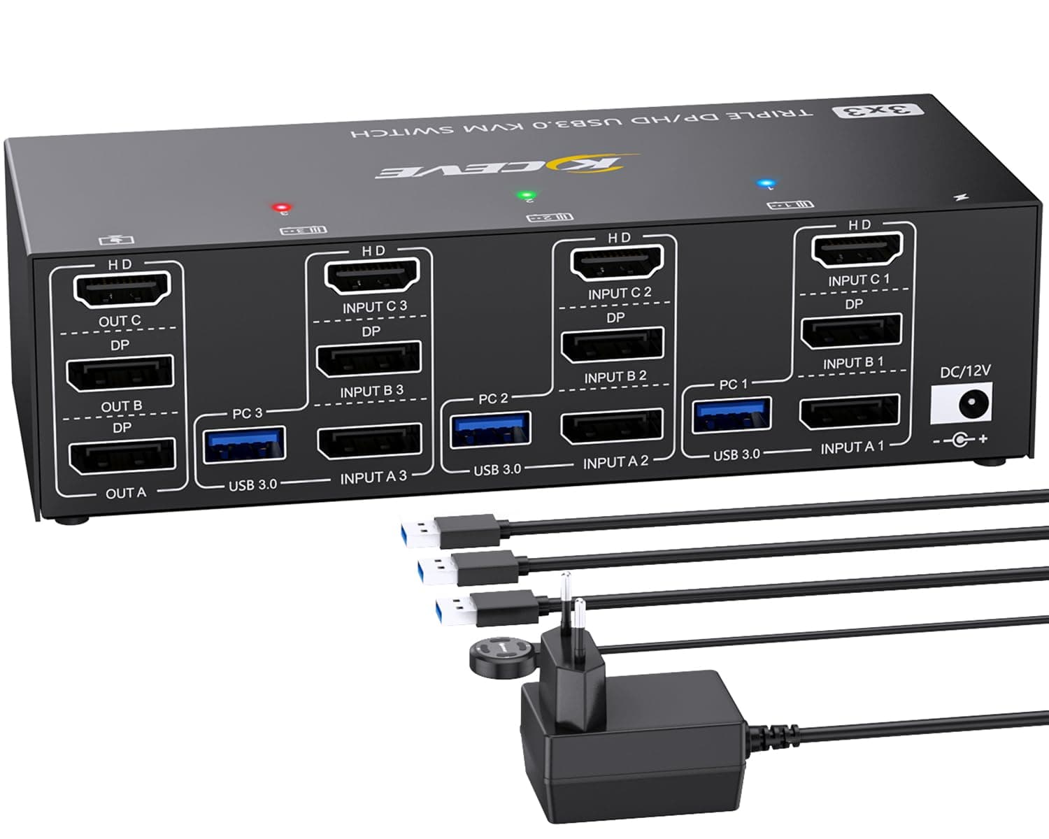 KVM Switch 3 PC 3 Monitore 8K@60Hz 4K@144Hz
