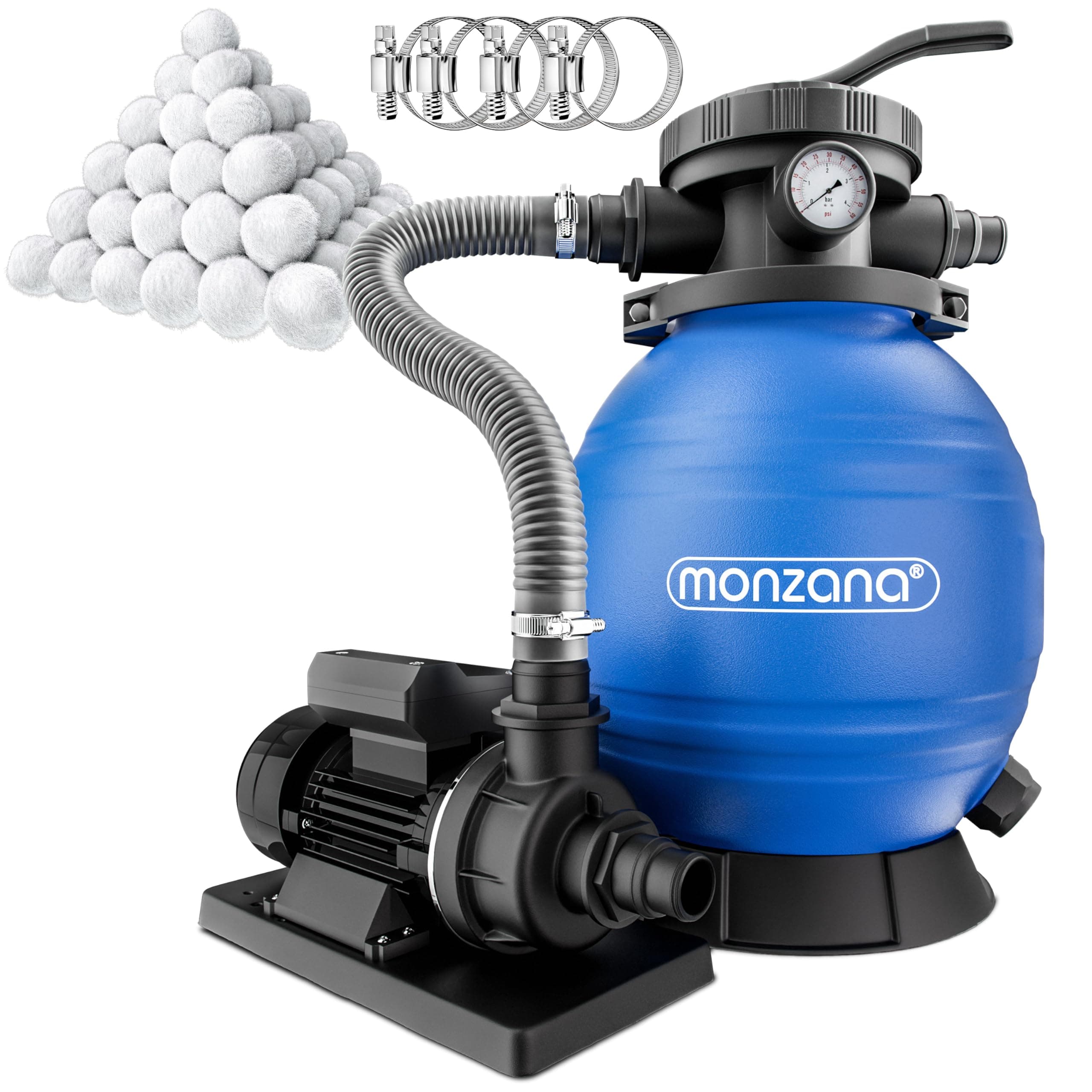 Monzana® Sandfilteranlage SF102K 10.200 l/h bis 35.000L Pool inkl Filterbällen 🏊‍♂️