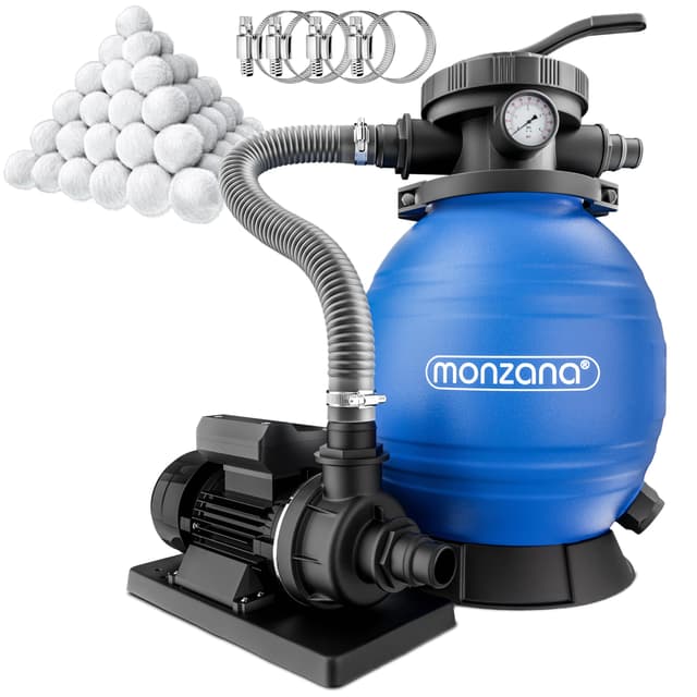 Monzana® Sandfilteranlage SF102K 10.200 l/h bis 35.000L Pool inkl Filterbällen 🏊‍♂️