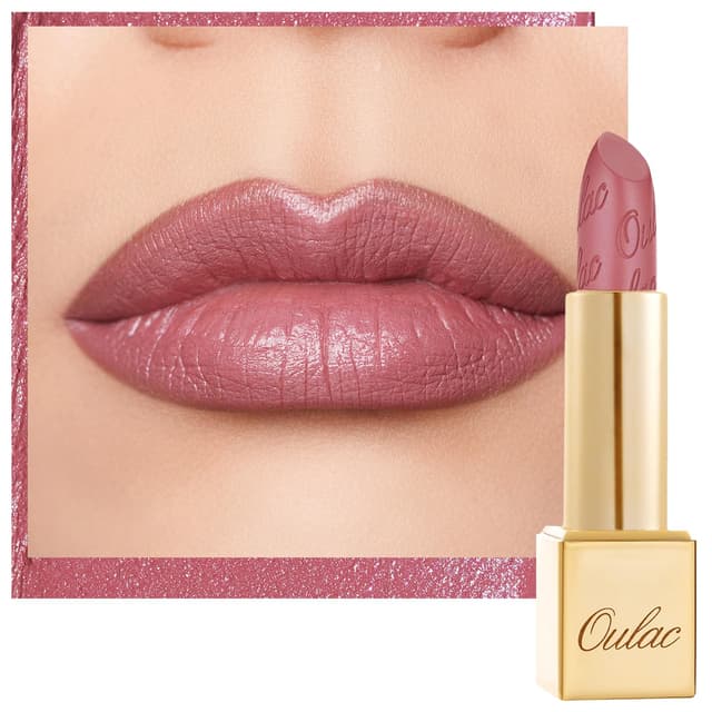 OULAC Lippenstift Metallic Glanz Finish, Mauve-Rosa Langanhaltender Glitzer Lippenstifte
