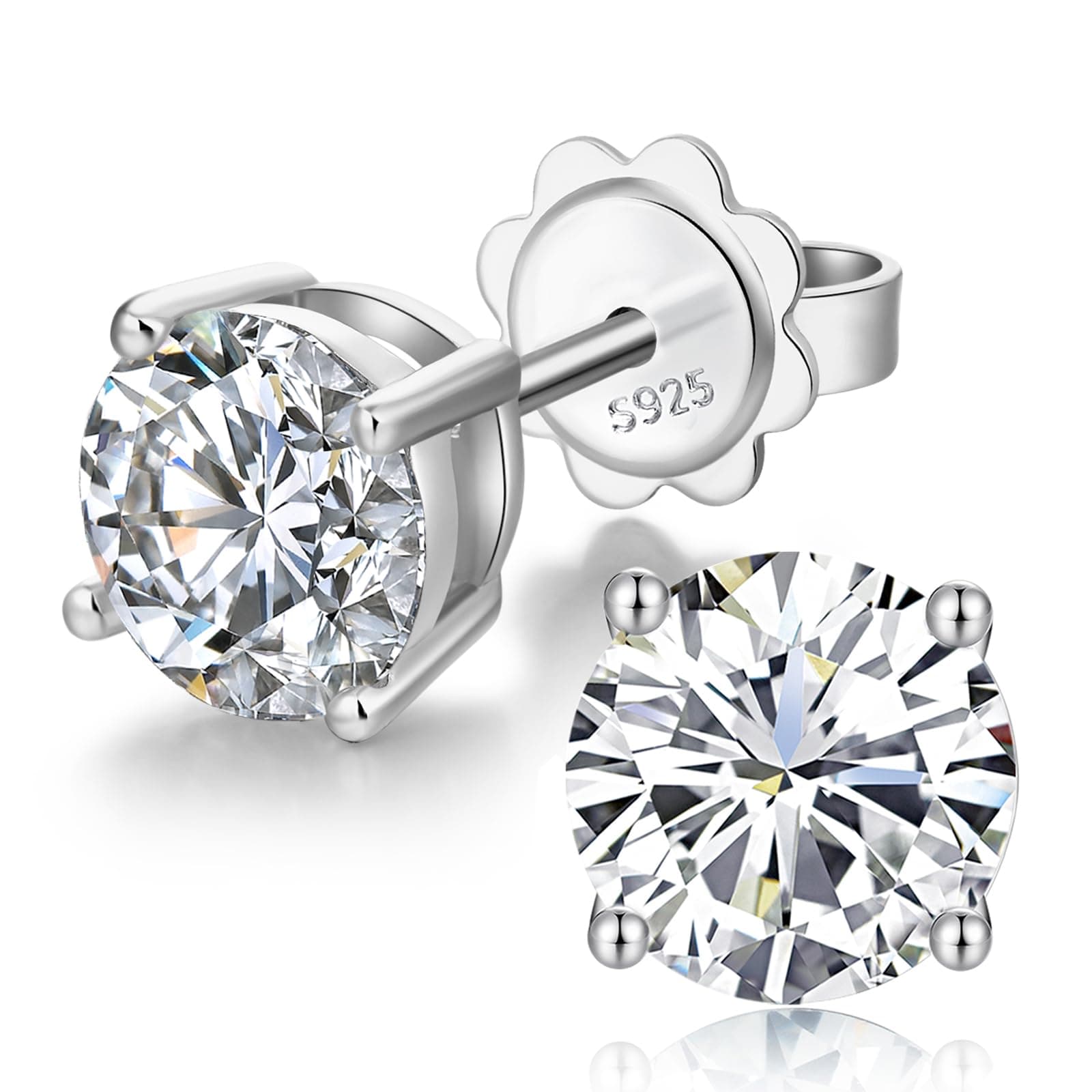 Jiamiaoi 18 Karat Weißgold plattiert Glänzend Ohrringe Silber 925 Stecker