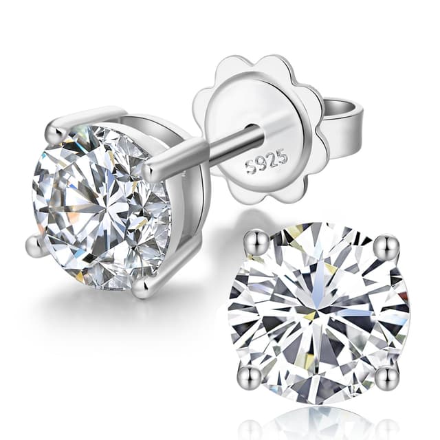 Jiamiaoi 18 Karat Weißgold plattiert Glänzend Ohrringe Silber 925 Stecker