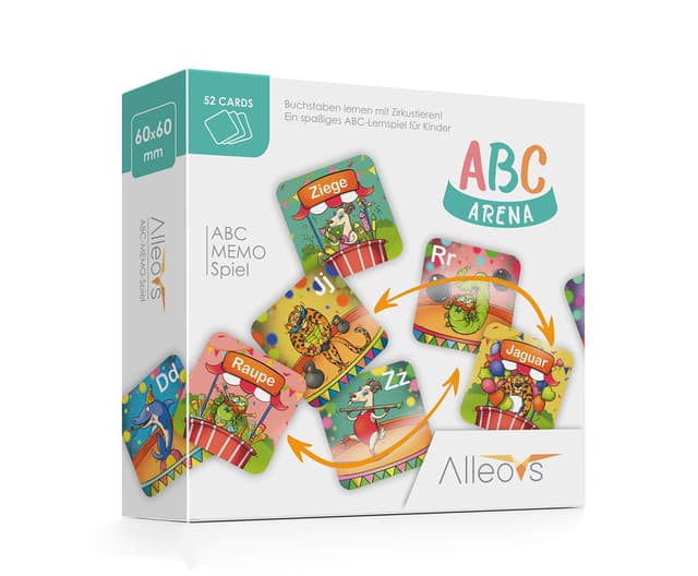 ALLEOVS® ABC-Arena – Buchstaben-Memo-Spiel mit Zirkus-Tieren