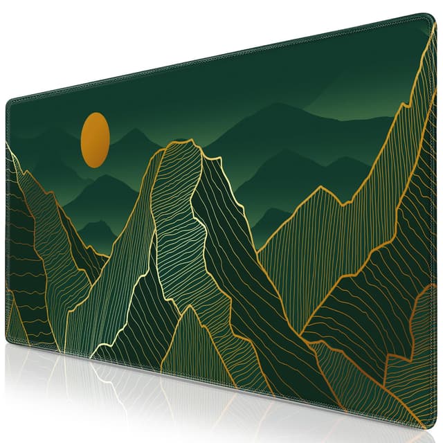 Abetcabe Gaming Mauspad XXL, Mousepad 900 x 400mm, Goldener Berg-Grün