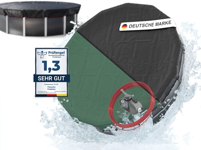 Planenfux® Poolabdeckung rund 550 cm | 2-in-1 Pool Abdeckplane 🏊‍♂️