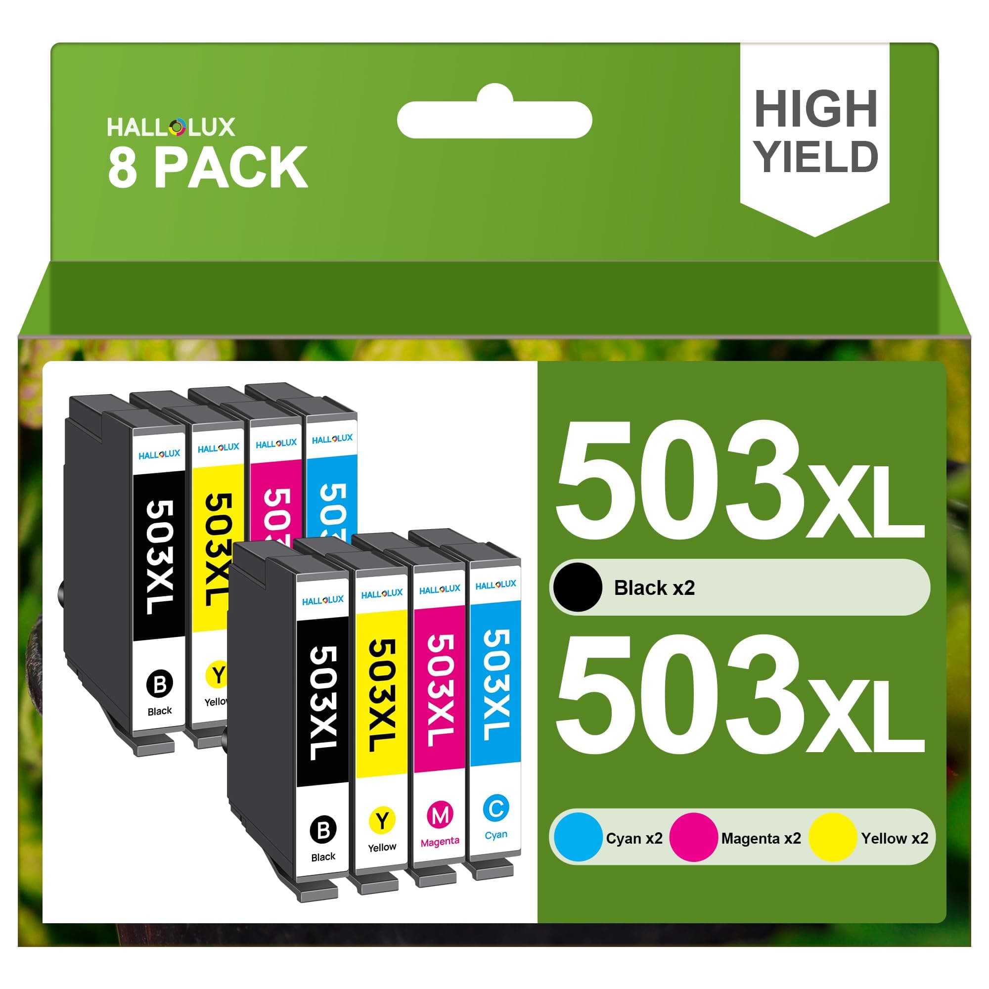 HALLOLUX 503 XL Multipack 503XL Druckerpatronen 503 Kompatibel für Epson XP-5200 Druckerpatronen für WF-2960 Patronen XP 5200 WF 2960 XP 5205 WF 2965 (8er-Pack) 🖨️