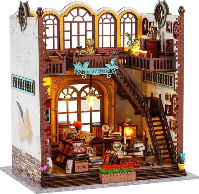🏰📚 CRIOLPO DIY Tinyatur Puppenhaus Bausatz - Magisches Book Store Book Nook Kit 📚🏰