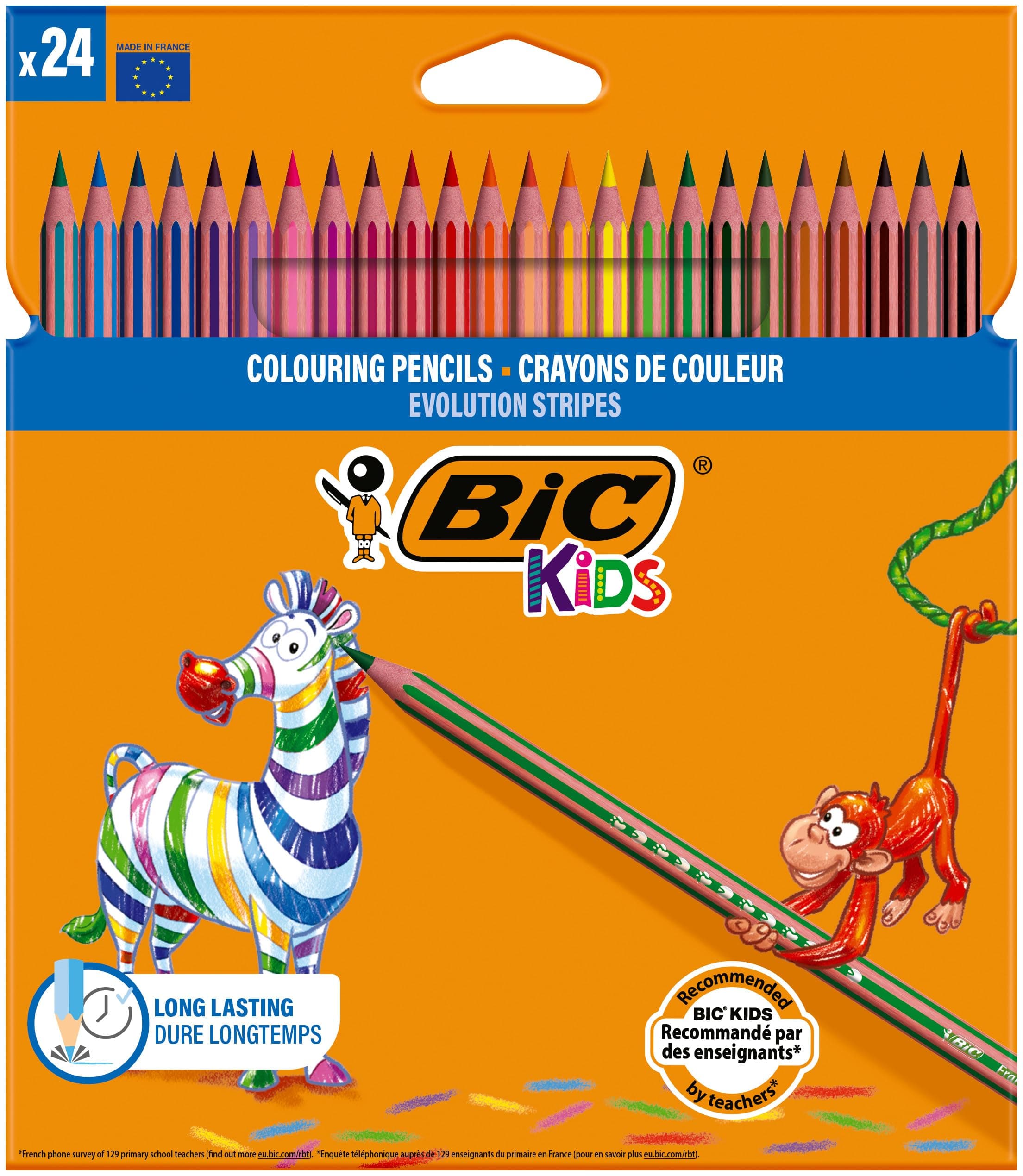 BIC Kids Evolution Stripes Buntstifte - mehrfarbig, 24 Stück 🖍️