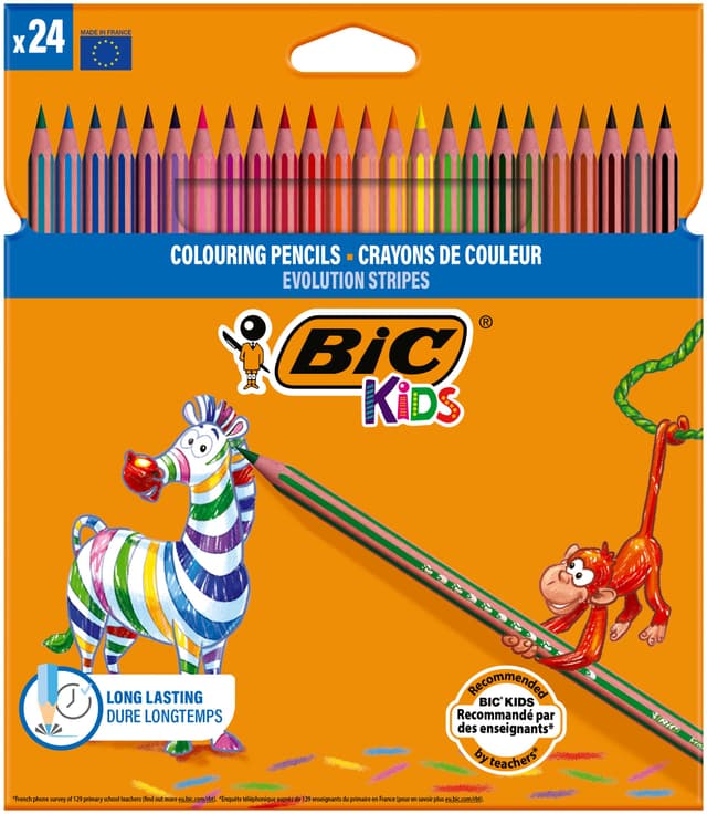 BIC Kids Evolution Stripes Buntstifte - mehrfarbig, 24 Stück 🖍️