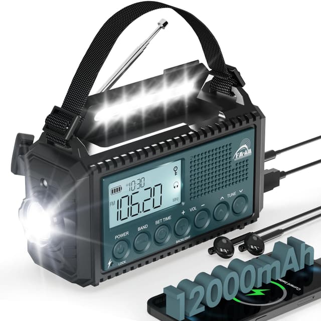 Roxicosly Kurbelradio Notfallradio mit 12000 mAh Power Bank 📻🔦🔋