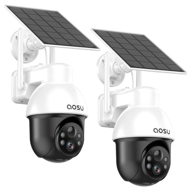 AOSU 3K Überwachungskamera Aussen Akku Solar, 5MP Kabellose WLAN-Überwachungskamera 🌞📷