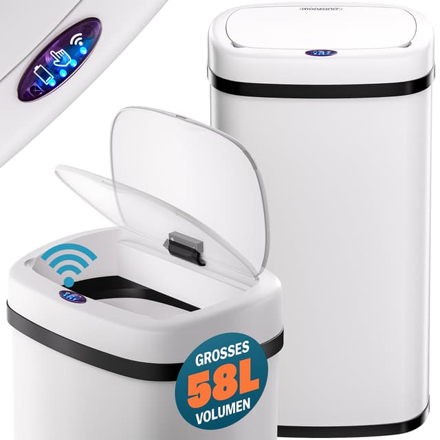 🌟 Monzana® Sensor Mülleimer Küche 58 L Automatik mit Bewegungssensor Soft-Close-Deckel Wasserdicht USB-Kabel 🌟