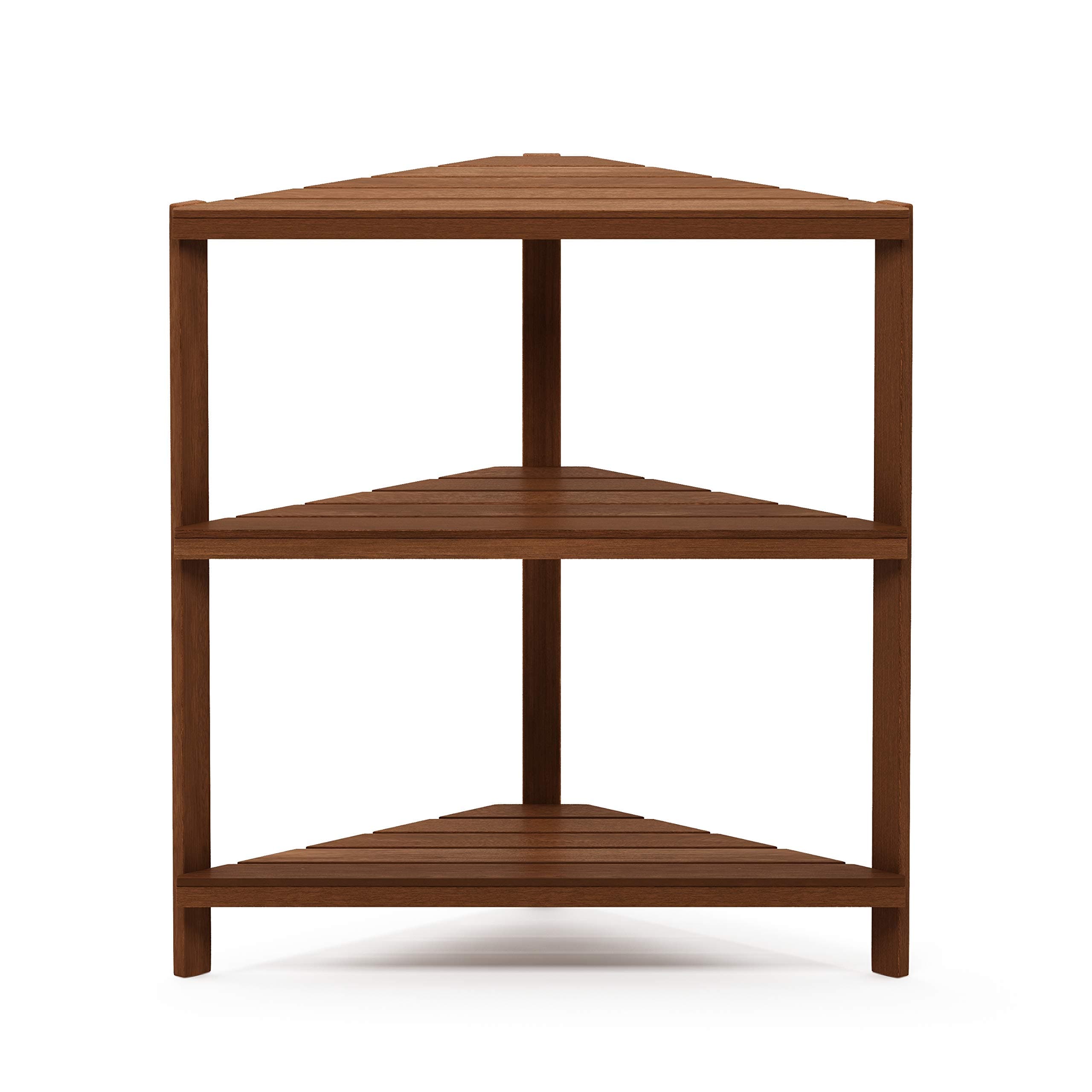🌿🌞 Furinno Tioman Outdoor Eckregal in Teaköl, Natur | 39,62 x 83,57 x 90,17 cm | Garten Balkon Terrasse