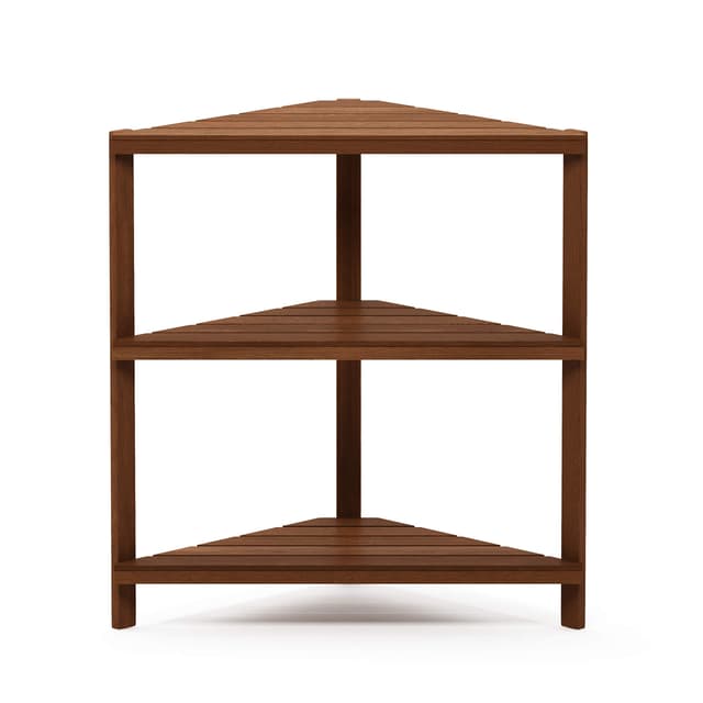 🌿🌞 Furinno Tioman Outdoor Eckregal in Teaköl, Natur | 39,62 x 83,57 x 90,17 cm | Garten Balkon Terrasse