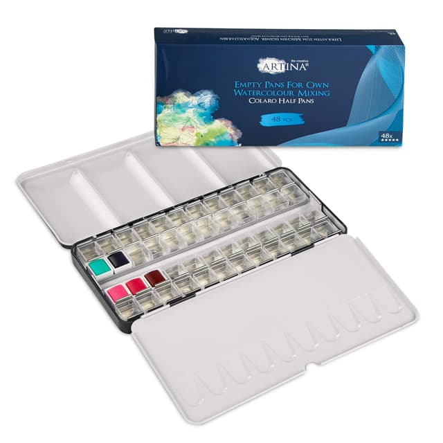 🎨 Artina Colaro 48 Fächer Aquarellkasten Leer – Aquarell Malkasten 🖌️