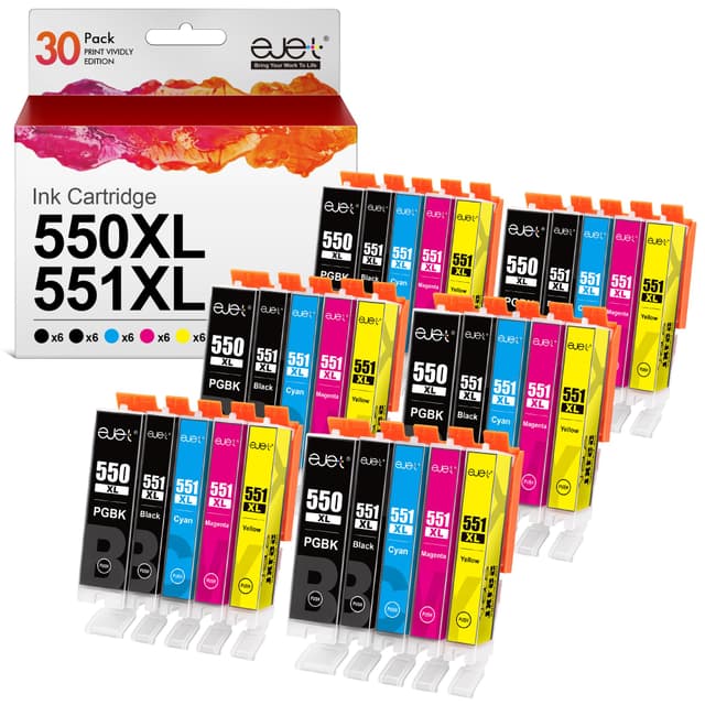 🌟 Super Angebot! 30er-Pack ejet 550XL 551XL Druckerpatronen für Canon PIXMA Drucker