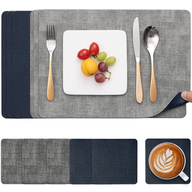 Angebot: Myir JUN Tischsets Abwaschbar Leder und Untersetzer 6er Set 😍