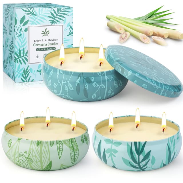 Groß Citronella Kerze Outdoor 3er-Set 🌿🏝️🎁