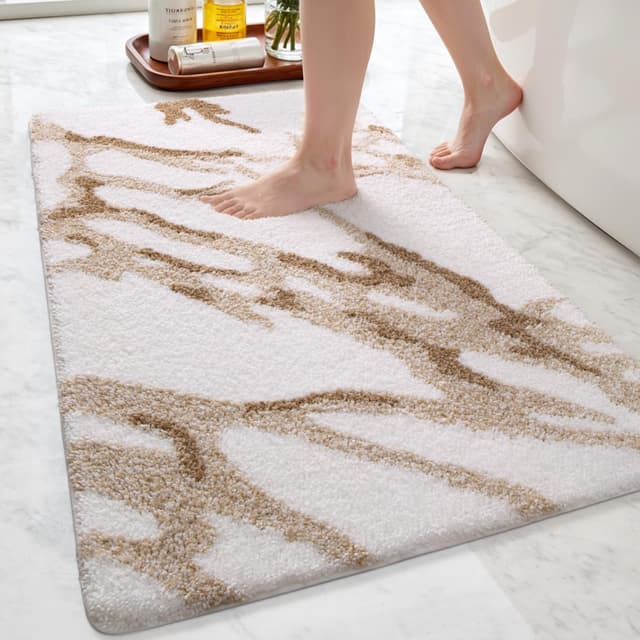 DEXI Badematte rutschfest 61 x 92 cm, waschbar Badezimmerteppich weich Badteppich Mikrofaser Saugfähig Badvorleger Duschvorleger, Weiß 61 x 92 cm Weiß 🛁💦