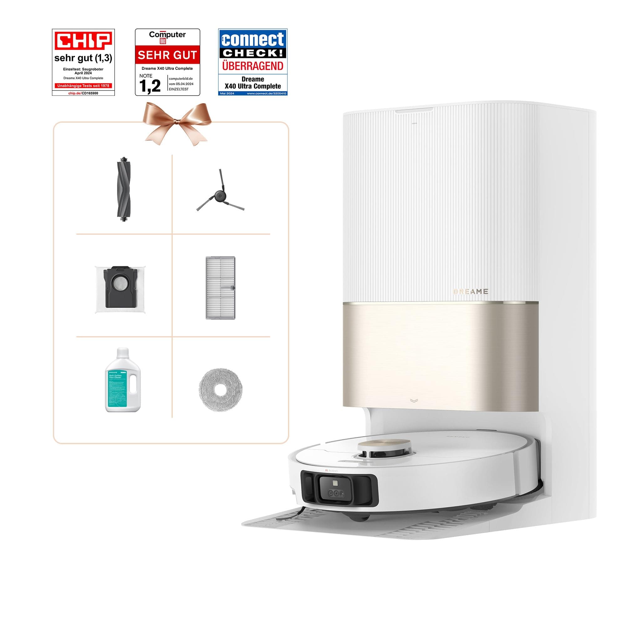 🤖🧹 Dreame X40 Ultra Complete Saugroboter mit Wischfunktion | 12.000Pa Saugkraft | Automatische Reinigung