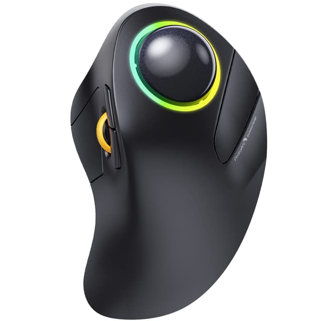ProtoArc EM03 Wireless Trackball Maus Bluetooth, RGB Kabellose Mit Fingerbedienung, Wiederaufladbare Ergonomische