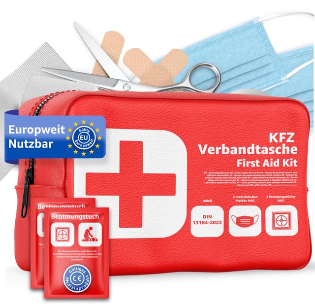 Verbandstasche KFZ Norm 2025 mit Beatmungstücher 🚑