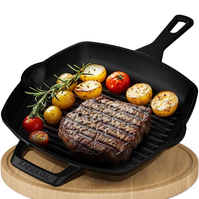 KAISERTAL Grillpfanne Emailliert Gusseisen 27cm 🍳🔥
